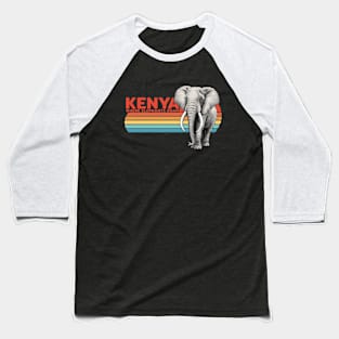 Elephant Kenya Vintage Sunset Baseball T-Shirt